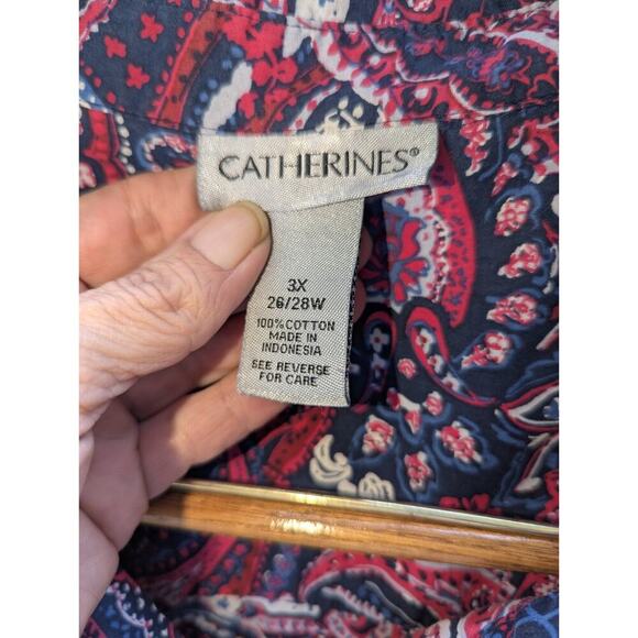 Catherines Multicolored Magenta Paisley Button Up Blouse Shirt Top Size 3XL - Picture 4 of 8